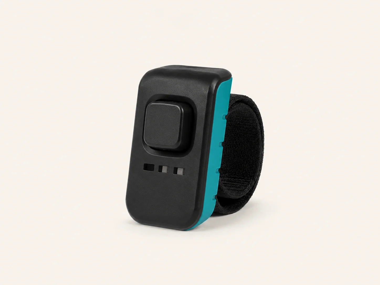 Educator FC-100 finger clicker showing the finger strap and adjustable sound holes