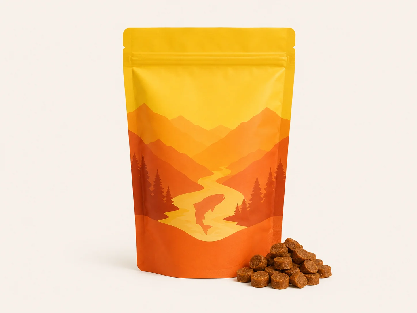 Zuke's Mini Naturals Salmon Recipe training treats with several small treat pieces