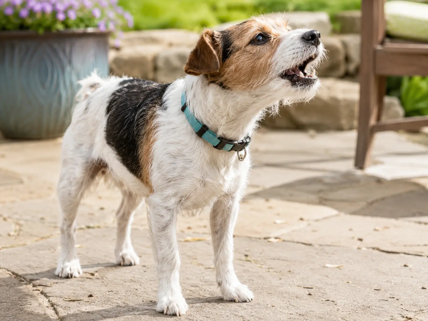 Senior dog barking at night