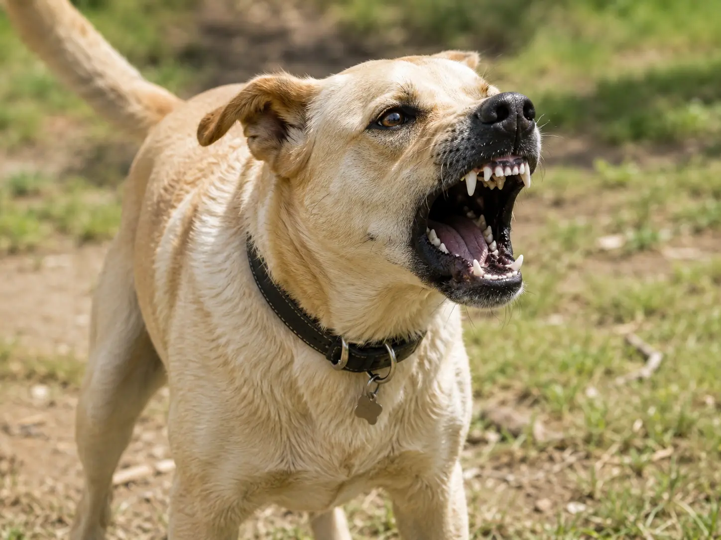 Senior dog barking at night